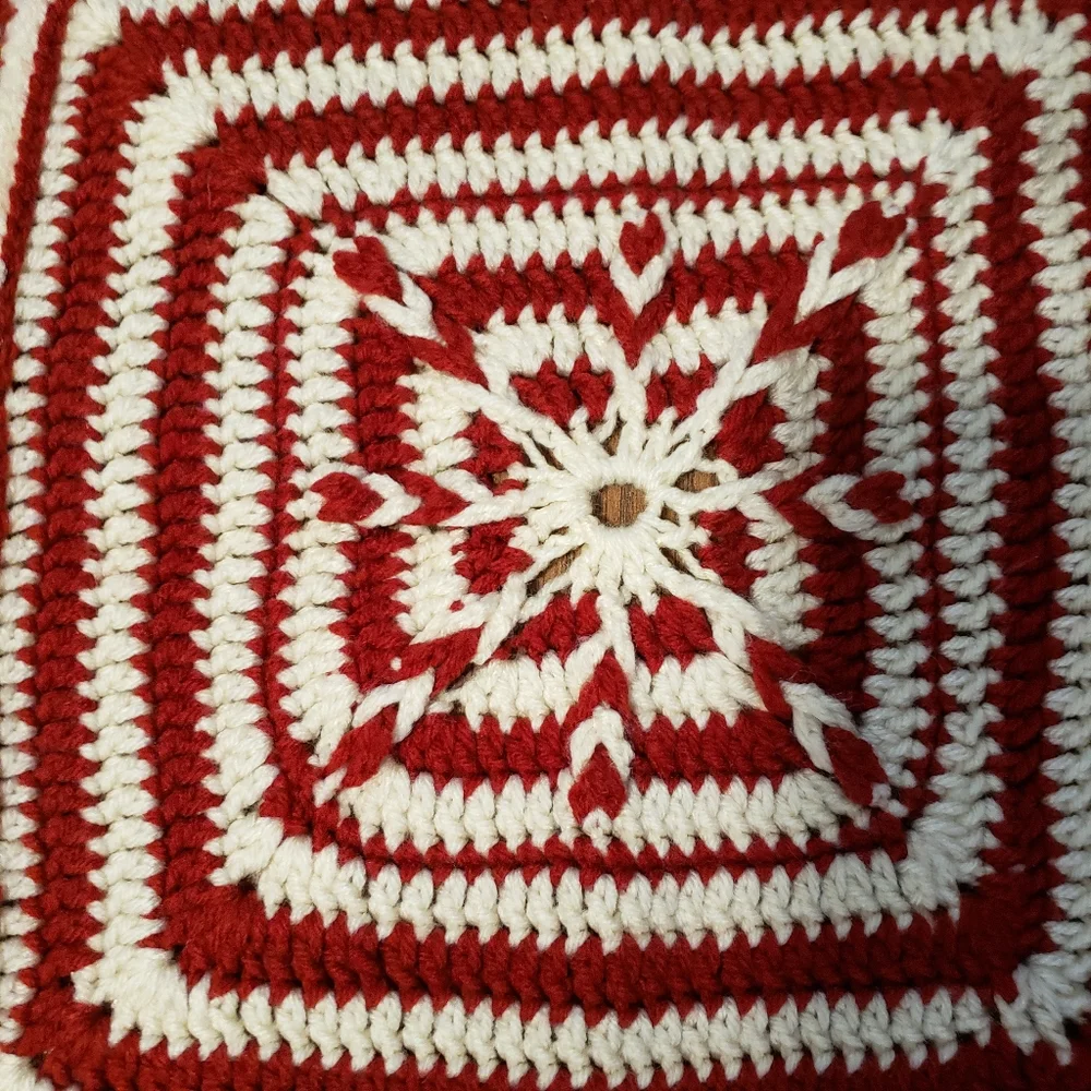 Vintage Quilt Afgan Throw Red Grey White68" × 44" in  New - Picture 10 of 14